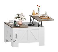 YITAHOME Table Basse Réglable en Hauteur avec Étagère Semi-Encastrée, Construction en Bois d'Ingénierie, Élévateur en Métal Innovant et Design Rabattabl, Blanc et Gris