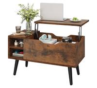 YITAHOME Table Basse Relevable avec Compartiment Caché, Étagère de Rangement Réglable, Releveur à Ressort, Table Basse Réglable en Hauteur avec Rangement pour Salon, 80 x 40 x 61,5 cm, Marron Rustique