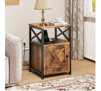 YITAHOME Table d'Appoint, 2 ports USB, Marron Vintage, 40 x 35 x 60 cm