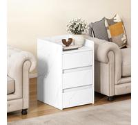 YITAHOME Table de Chevet avec 3 tiroirs et Station d'alimentation, Table de Rangement latérale Moderne, résistante à l'eau, pour Salon et Chambre à Coucher, 35 x 40 x 59 cm, Blanc marbré