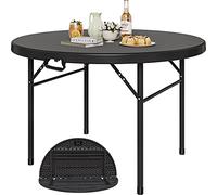 YITAHOME Table Pliante Ronde de 122 cm pour extérieur/intérieur, Table Pliante en Plastique Robuste avec Dessus de Table épais et Cadre en métal Robuste, idéale pour Les fêtes, Les Pique-niques, Le
