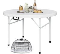 YITAHOME Table Pliante Ronde de 122 cm pour extérieur/intérieur, Table Pliante en Plastique Robuste avec Dessus de Table épais et Cadre en métal Robuste, idéale pour Les fêtes, Les Pique-niques, Le