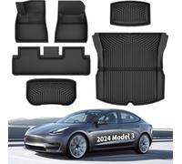 YITAHOME Tapis de Sol Tesla Model 3 Highland 6 pièces Tapis de Coffre Toutes Saisons Accessoires Tesla de Haute qualité pour Tesla 3 Highland Ensemble de Tapis en Caoutchouc imperméable 3D