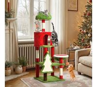YITAHOME Tour d'arbre à Chat de 137 cm avec Condominiums, Perchoirs Supérieurs, Hamac, Poteaux et Planche à Gratter en Sisal, Centre d'Activités pour Chatons, Décoration de Noël