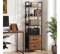 YITAHOME YITAHOMEBibliothèque Industrielle, 4 Niveaux avec étagères réglables et 2 tiroirs en Tissu, étagère autoportante avec Structure en métal, idéale pour Le Salon, Marron Rustique