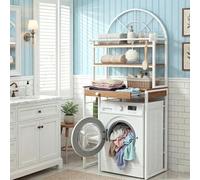 YITAHOMEÉtagère de Rangement à Placer au-Dessus de la Machine à Laver ou des Toilettes, avec 3 étagères, Design arqué, Structure en métal et Bois avec tiroir, 86 x 200 x 40 cm, Blanche