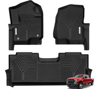 YITAMOTOR Tapis de Sol Voiture, Tapis Voiture Compatible avec F250/F350, revêtement de Sol sur Mesure pour Ford F-250/F-350 SuperCrew Cab, 1ère et 2ème rangée de Protection Contre Les intempéries