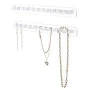 Yitaocity Lot de 2 supports de collier avec 12 crochets, support mural en acrylique, crochets à bijoux pour colliers, bracelets, chaînes, boucles d'oreilles, bagues, clés (transparent)