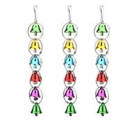 Yitaocity Lot de 3 cloches à mâcher pour oiseaux - Anneau à suspendre - Jouet pour cage à mordre - Cloches colorées - Jouets artisanaux pour perruches, perruches, calopsittes, aras, inséparables
