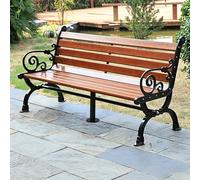 YITAYMLI Banc de Jardin extérieur avec Dossier, Assise Confortable en Lattes de Bois Naturel avec accoudoirs de européen,siège en Bois anticorrosion pour balcons et terrasses(Coffee Brown,150cm/59in)