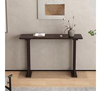 YITAYMLI Console Moderne en Bois Massif Style Chinois Contemporain, Table d’Entrée Vintage avec Étagères de Rangement, Bords Arrondis, Base Renforcée pour Couloir et Hall(Black,160cm/63in)