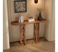 YITAYMLI Console rétro en Bois Massif, Table étroite d’appoint Couloir ou entrée, Table de canapé avec étagère Ouverte,mobilier décoratif,Pieds Creux créatifs,Bords arrondis(Walnut,160cm/63in)