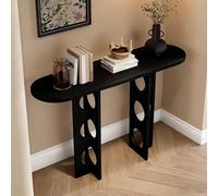 YITAYMLI Console rétro en Bois Massif, Table étroite d’appoint Couloir ou entrée, Table de canapé avec étagère Ouverte,mobilier décoratif,Pieds Creux créatifs,Bords arrondis(Black,100cm/39.4in)