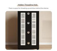 YITAYMLI Support de Meuble stéréo AV 2/3/4 Niveaux Mobile,étagère de Rangement multimédia Moderne avec étagères réglables,Meuble Audio-vidéo autoportant au Sol Porte en Verre(Gray+Gold,80cm/31.5in)