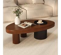 YITAYMLI Table Basse en Bois de Forme spéciale Style Vintage,Petite Table Basse créative médiévale avec Plateau et Espace de Rangement,Pieds renforcés,pour Petits espaces(Walnut,80cm/31.5in)