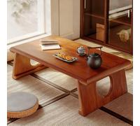 YITAYMLI Table Basse en Bois Massif Caoutchouc Style Japonais Tatami, Table Basse rectangulaire pour Salon, Pliable et Extensible, Rangement à Double Niveau, Gain de Place(Cherry,A-60cm/23.6in)