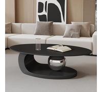 YITAYMLI Table Basse Ovale Moderne avec Plateau en Ardoise, Tables Basses centrales abstraites Base sphérique créative en Acier au Carbone pour Salon,Table de Sol asymétrique(Large b,130cm/51in)