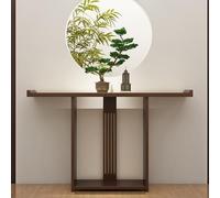 YITAYMLI Table Console étroite en Bois Massif Style Chinois Moderne, Table d'appoint Longue d'entrée inspirée du Zen avec étagère de Rangement Ouverte,à Placer Contre Un Mur(Walnut,80cm/31.5in)