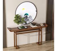 YITAYMLI Table Console Moderne pour Hall d’entrée en Bois Massif, Style Chinois Contemporain, Table canapé Vintage et élégante pour Porche, Meuble décoratif rétro et Fin(Walnut,160cm/63in)
