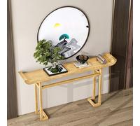 YITAYMLI Table Console Moderne pour Hall d’entrée en Bois Massif, Style Chinois Contemporain, Table canapé Vintage et élégante pour Porche, Meuble décoratif rétro et Fin(Natural,120cm/47.2in)