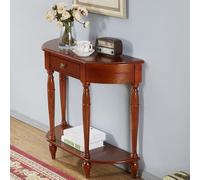 YITAYMLI Table Console Vintage Demi-Lune avec tiroir,Table d’appoint en Bois Massif pour Salon avec étagère de Rangement,Meuble décoratif Traditionnel pour entrée et Couloir(Cherry,80cm/31.5in)