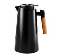 YiTePeDo Thermos Isotherme 1 Litre Bleu avec Poignée en Bois - Double Paroi à Vide pour Conservation Longue Durée - Idéal pour Thé Café et Boissons (Noir)