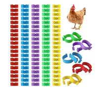 Yitexin 100 Pièces Anneaux d'Identification pour Poules en Plastique 20 mm, Bague de Couleur pour Poule Numérotées de 1 à 100, Anneaux à Clipser Numérotés pour Pigeons (5 Couleurs, 20 mm)
