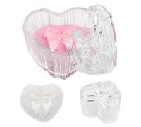 Yitexin 3 Paquets En Forme de Cœur Houpette Maquillage & Boîte Doux Ensemble, Vélur Houpette Maquillage Poudre Libre Cas en Cristal pour Femmes Filles Beauté Clair Rose Blanc Cosmétiques (Style 1)