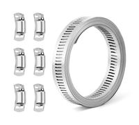 Yitexin 304 Collier de Serrage inox réglable, 8,2 ft bricolage Collier Ce Serrage Métallique sangles avec 6 fixations, Tube Serflex pour conduit de plomberie automobile assortiment mécanique (argent)