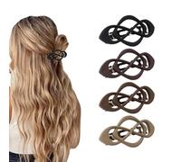 Yitexin 4 Pièces Barrette à Cheveux Française Élégantes pour Femme, Pince à Cheveux Vintage pour Cheveux Épais & Fins, Pince à Cheveux Plates pour Tous les Jours (Noir, violet, foncé et marron clair)