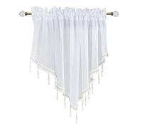 Yitexin Cantonnière de fenêtre Transparente à Perles - 130 cm de Large x 60 cm de Long - Rideau festonné pour Cuisine, Salle de Bain