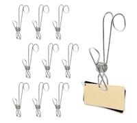 Yitexin Lot de 10 épingles à linge en acier inoxydable avec crochets, clips métalliques à longue queue pour le rangement à suspendre, pinces métalliques robustes pour bureau, cuisine, salle de bain