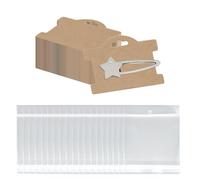 Yitexin Lot de 100 cartes de présentation de bracelets avec sac transparent, 9,7 x 7,4 cm à suspendre pour petites entreprises, supports vierges pour la vente de colliers et boucles d'oreilles (marron