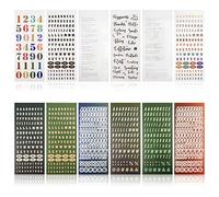 Yitexin Lot de 12 feuilles de 986 autocollants alphabet et chiffres, imperméables et amovibles pour scrapbooking, cadeau