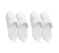 Yitexin Lot de 2 paires de pantoufles antidérapantes en velours à bout fermé, lavables et réutilisables, emballées individuellement, pour la maison, les voyages, l'hôtel, le mariage, blanc