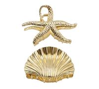 Yitexin Lot de 2 pinces à cheveux en forme de coquillage en métal - Grande pince à cheveux marines - Doré - Accessoire pour femmes et filles - Cheveux épais - Sirène - Plage - Pince à cheveux