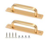 Yitexin Lot de 2 poignées de porte en métal massif doré avec plaques et vis, 147 mm, en alliage d'aluminium sans perforation, pour armoire, placard, tiroir
