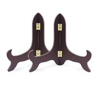 Yitexin Lot de 2 supports en bois pour assiettes décoratives en bois pour décoration de la maison, cadre photo, chevalets, œuvres d'art (20 cm) Rouge
