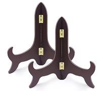 Yitexin Lot de 2 supports en bois pour assiettes décoratives en bois pour décoration de la maison, cadre photo, chevalets, œuvres d'art (25 cm), Rouge