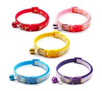 Yitexin Lot de 5 colliers réglables pour chat, lunes et étoiles, collier pour chaton avec clochette, parfait pour les fournitures d'animaux domestiques, boucle de sécurité pour animaux de compagnie (5 couleurs)