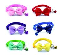 Yitexin Lot de 6 colliers pour chat avec clochette - Collier personnalisé avec joli nœud papillon - Collier réglable pour animal domestique - Pour fille, homme, chaton, chiot - 6 couleurs