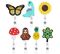 Yitexin - Porte-badge rétractable à 7 motifs - Porte-badge rétractable avec clip de ceinture - Facile à tirer - Pour infirmière, bureau, école