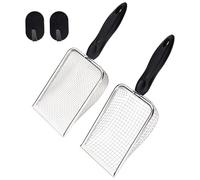 Yitexin Tamis Jardinage en Acier Inoxydable pour Jardin avec poignée et 2 Crochets Noirs, Tamis Sable 3,8 mm/5 mm, écran de Pelle pour Jardin, Tamis pour Pierres, Compost, Gravier (Argent)