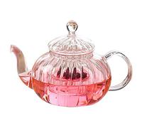 Yithings Théière en Verre Transparent Théière De Citrouille avec Infuseur Détachable et Couvercle Résistant À La Chaleur Fleur Thé Pot 600ml (600ml)