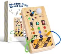 Yitical Busy Board Montessori Jouet Bebe 1 an 2 Ans, Jeux Montessori Enfant Tableau Activité en Bois avec Bouton et Lumière, Jeu Educatif Cadeau Bebe Fille et Garçon