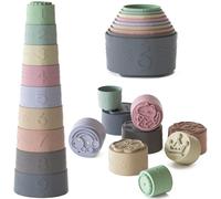 Yitical Silicone Tasses Empilable pour Bébé-Lot de 9, Jouet Bebe 3-6-12 Mois 1 an, Jouet Dentition Bébé Doux, Jeux Enfant Montessori Educatif Amusant, Cadeau Fille Garcon