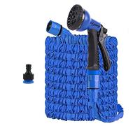 Yiting Tuyau d'arrosage extensible de 7.5m/15m/30m/37.5m/45m/60m avec 8 mode pulvérisation, Adaptable 1/2" et 3/4" raccords de connecteur, hose-Tuyau extensible à Pression d'Eau (15 Mètres, Bleu)