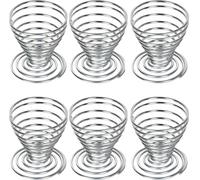 Yitobici Coquetier en Ressorts en Spirale en Fil d'acier Inoxydable, Support à Oeufs, Porte-Oeufs, Porte-Oeufs Empilable, Outil de Cuisson Bouillie pour Petit-déjeuner (6 Pièces)