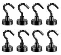 Yitobici Crochet magnétique - Grand support magnétique - Domaine d'utilisation : cuisine - Aimants super puissants avec crochets - 16 mm - 8 crochets magnétiques - Noir