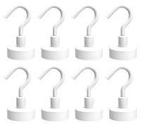 Yitobici Crochet magnétique - Grand support magnétique - Domaine d'utilisation : cuisine - Aimants super puissants avec crochets - 16 mm - 8 crochets magnétiques - Blanc